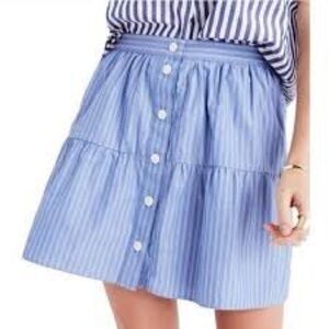 Madewell Bistro Stripe Button Skirt Blue and White Size XS